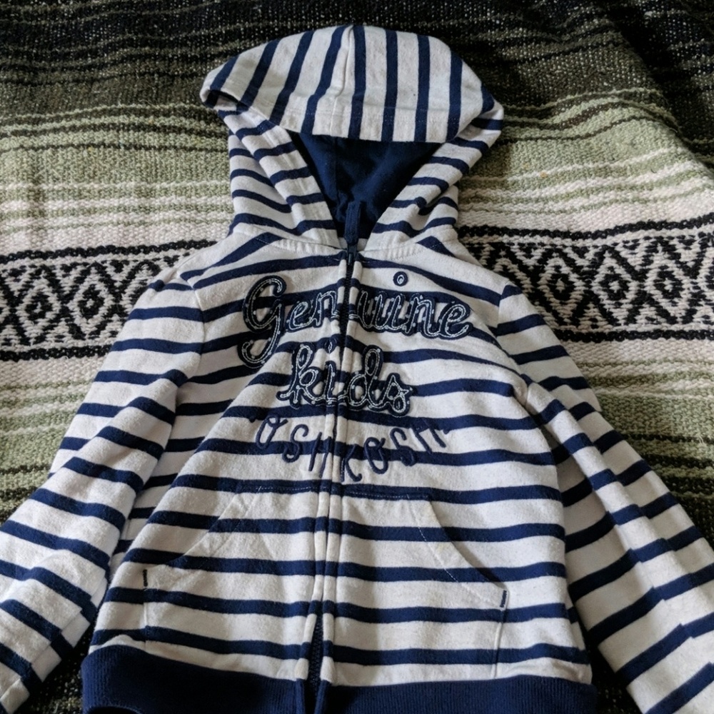 White and blue striped jacket